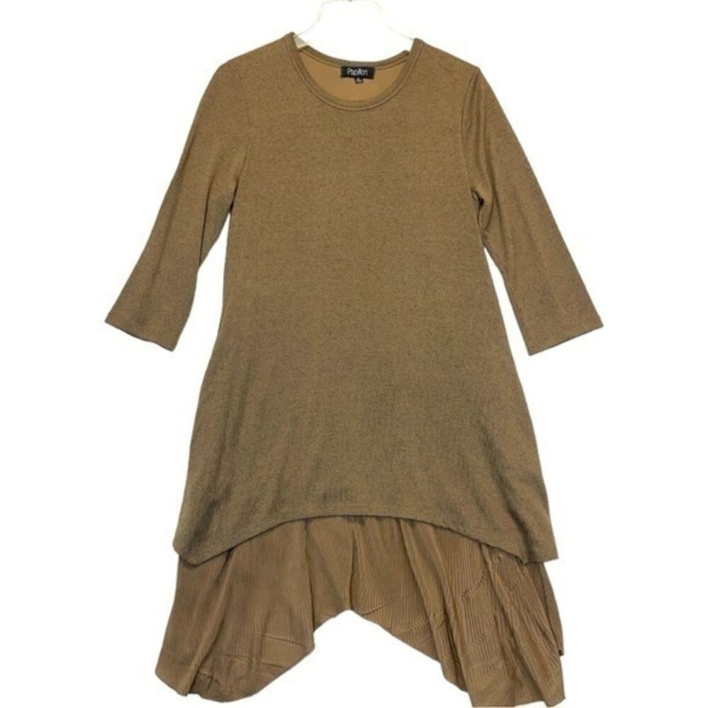 Knit Tunic Dress Top Women’s Size Medium asymmetrical brown mini
